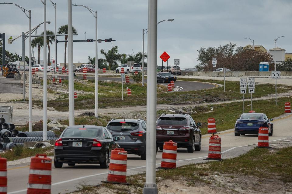 North and southbound ramps at exit number 45 to and from the intersection of Interstate 95 and State Road 808 in Boca Raton, Fla., will be closed as work is completed on the new traffic pattern at the exchange. Photographed on January 24, 2023. Glades Road will reopen on Jan. 30 at 6 a.m. after closing on Jan. 27 at 11 p.m.