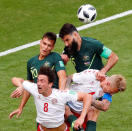 Soccer Football - World Cup - Group C - Denmark vs Australia - Samara Arena, Samara, Russia - June 21, 2018 Australia's Mile Jedinak and Trent Sainsbury in action with Denmark's Thomas Delaney and Simon Kjaer REUTERS/David Gray