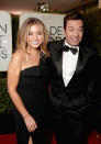 <p>Host Jimmy Fallon and wife Nancy Juvonen complemented each other perfectly in traditional black. </p>