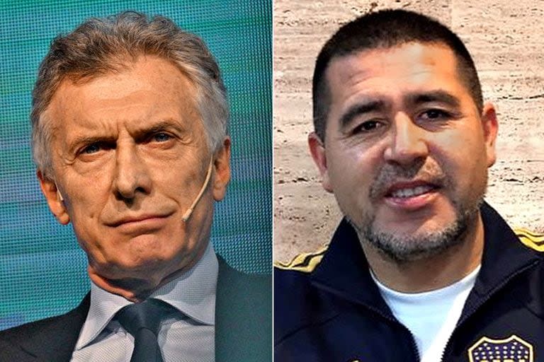 Mauricio Macri y Juan Román Riquelme, arriba del ring