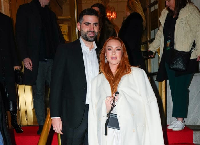 Lindsay Lohan con su marido Bader Shammas de estreno