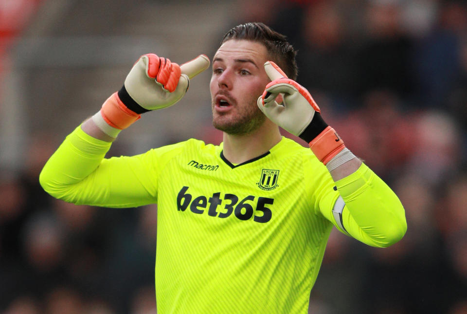 Soccer Football – Premier League – Southampton vs Stoke City – St Mary’s Stadium, Southampton, Britain – March 3, 2018 Stoke City’s Jack Butland gestures REUTERS/Ian Walton