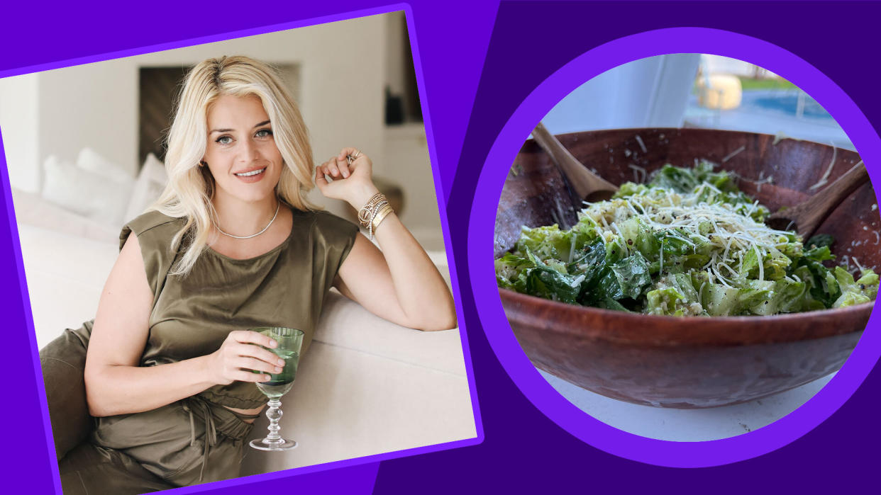 Daphne Oz shared her Caesar salad recipe on Instagram, where it's received more than three million views. (Photo: Sarah Noel/Terri Peters; designed by Quinn Lemmers)