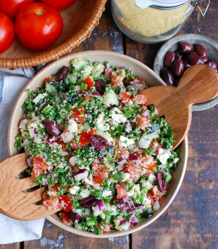 The Greek salad is one of the menu items for 'Brosia Bowl, which is getting a storefront in downtown Sioux Falls this summer.