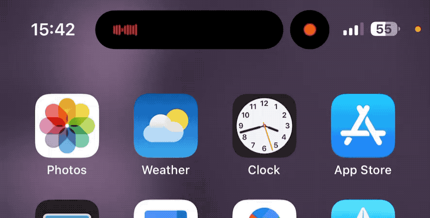iPhone 14 dynamic island voice recorder