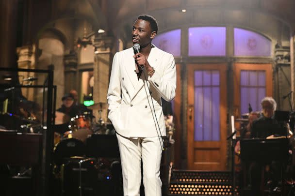 PHOTO: Host Jerrod Carmichael is pictured during his monologue on 'Saturday Night Live.' (Will Heath/AP, FILE)