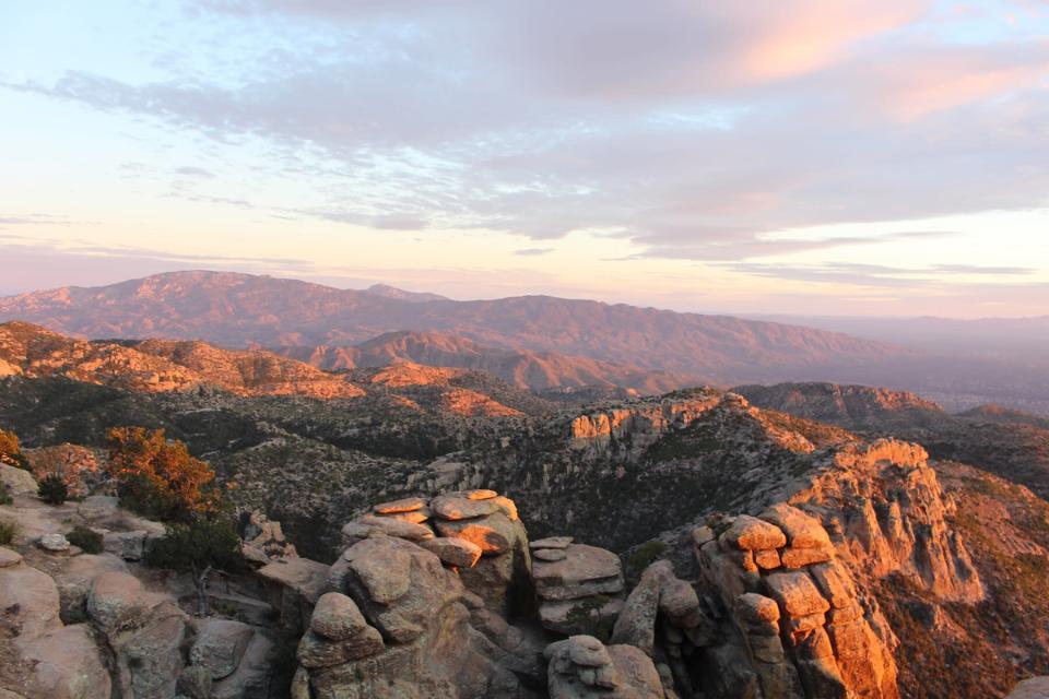 Scenic view of mountains against sky during sunset,Tucson,Arizona,United States,USA