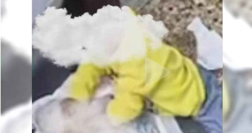 2歲半的男童趁媽媽去洗奶瓶，竟直接拿起旁邊的枕巾蓋住妹妹的臉並大力摀住。（圖／翻攝畫面）