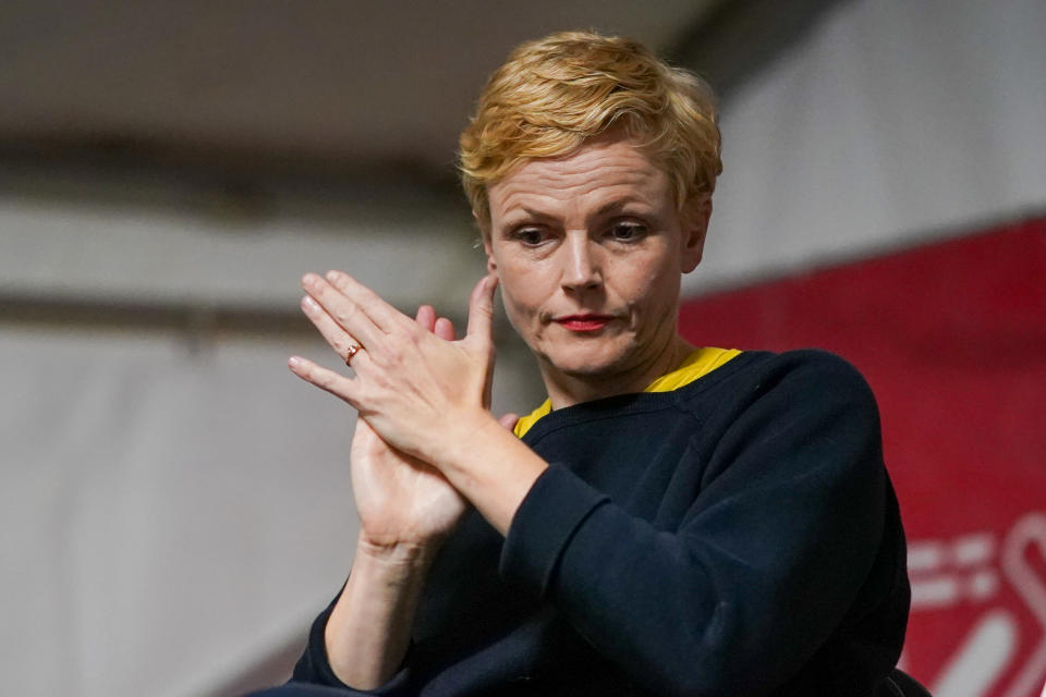 MANCHESTER, ENGLAND - OCTOBER 04: Actor Maxine Peake attends a People&#39;s Assembly event in Manchester on October 04, 2021 in Manchester, England. This year&#39;s Conservative Party Conference returns as a hybrid of in-person and online events after last year it was changed to a virtual event due to the Coronavirus pandemic. Protests and travel disruptions are expected with the police mounting a large scale security operation. (Photo by Ian Forsyth/Getty Images)