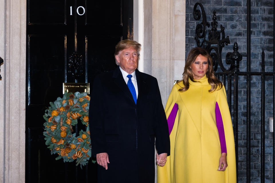 US President Donald Trump and First Lady Melania Trump arrive at 10 Downing Street. Photo: Getty