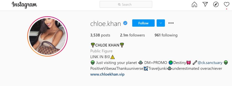 Chloe Khan’s Instagram account.