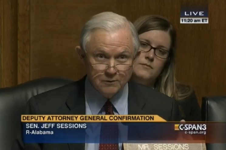 Jeff Sessions questions Sally Yates during her 2015 confirmation hearing.