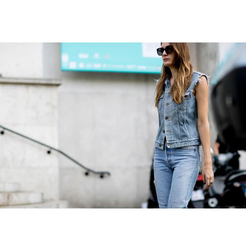 <p>Whether you opt for a vest or a jacket, try wear clashing washes together.</p> <h4>Imaxtree</h4> <ul> <strong>Related Articles</strong> <li><a rel="nofollow noopener" href="http://thezoereport.com/fashion/style-tips/box-of-style-ways-to-wear-cape-trend/?utm_source=yahoo&utm_medium=syndication" target="_blank" data-ylk="slk:The Key Styling Piece Your Wardrobe Needs;elm:context_link;itc:0;sec:content-canvas" class="link ">The Key Styling Piece Your Wardrobe Needs</a></li><li><a rel="nofollow noopener" href="http://thezoereport.com/beauty/makeup/halloween-makeup-tutorial/?utm_source=yahoo&utm_medium=syndication" target="_blank" data-ylk="slk:This Halloween Makeup Transformation Is So Mesmerizing;elm:context_link;itc:0;sec:content-canvas" class="link ">This Halloween Makeup Transformation Is So Mesmerizing</a></li><li><a rel="nofollow noopener" href="http://thezoereport.com/fashion/accessories/rashida-jones-iconery-jewelry-collection/?utm_source=yahoo&utm_medium=syndication" target="_blank" data-ylk="slk:Rashida Jones Just Launched The Chicest Jewelry Collection;elm:context_link;itc:0;sec:content-canvas" class="link ">Rashida Jones Just Launched The Chicest Jewelry Collection</a></li></ul>