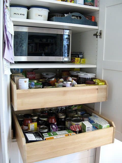 <p>Don't let your jars of beans and tomatoes get lost in the back of your cabinet. These genius rolling drawers from IKEA make it so you can actually find what you need when you're whipping up dinner.<br></p><p><em><a rel="nofollow noopener" href="http://www.ikeahackers.net/2010/08/customized-kitchen-pantry.html" target="_blank" data-ylk="slk:Get the tutorial at IKEA Hackers »;elm:context_link;itc:0;sec:content-canvas" class="link ">Get the tutorial at IKEA Hackers »</a></em></p>