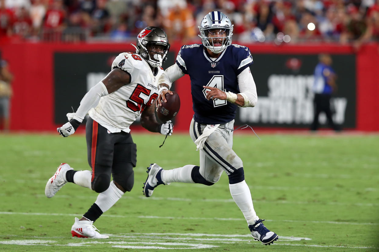 Dak Prescott will be a locked in QB1 for fantasy football managers in Week 1 against the Bucs. (Photo by Cliff Welch/Icon Sportswire via Getty Images)