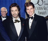 Al Pacino et Tom Cruise lors de la 50e cérémonie des Golden Globes, à Bervely Hills, le 23 janvier 1993. Nominé pour le film "Des hommes d'honneur", Tom Cruise compte à cette époque déjà quelques succès qui ont contribué à la notoriété de l'acteur : Top Gun, Cocktail, Rain Man, Jours de tonnerre. Tournage sur lequel il rencontra... Nicole Kidman. Reuters