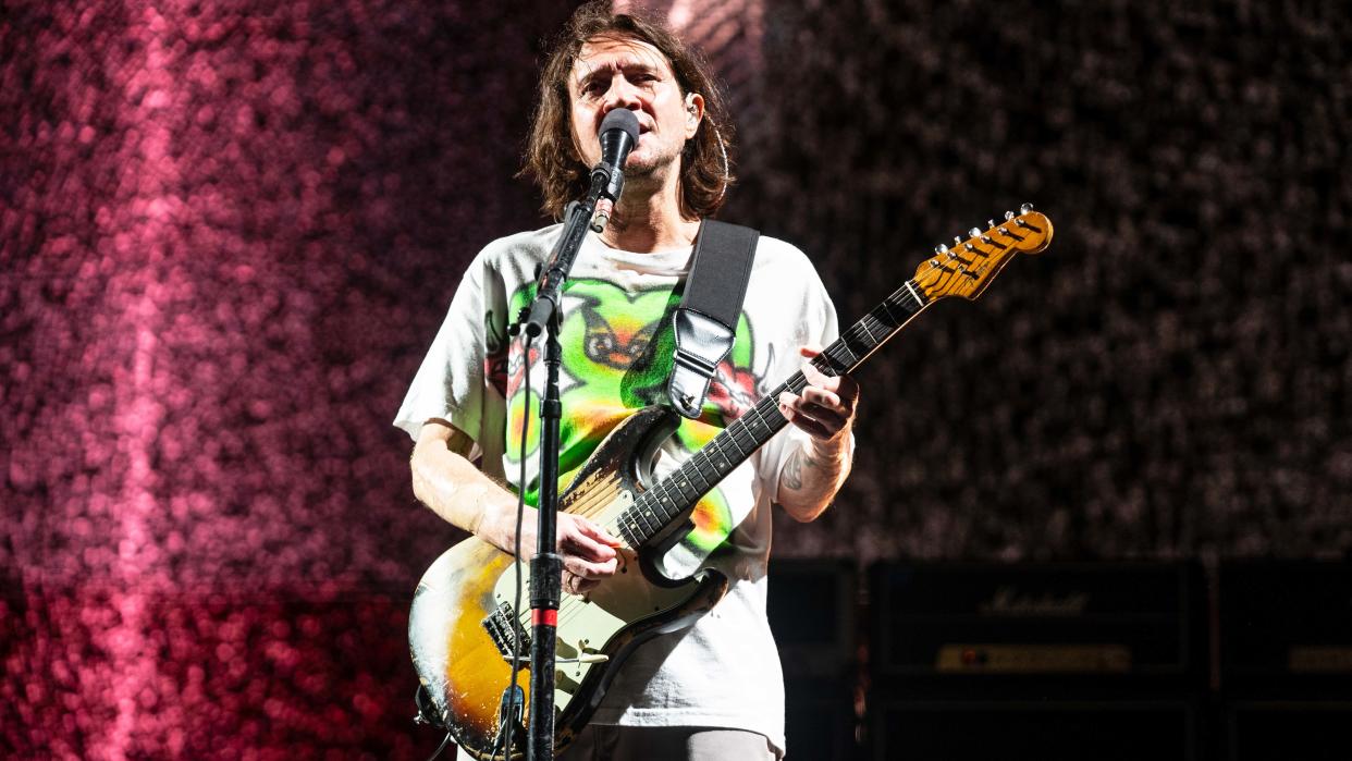   John Frusciante of Red Hot Chili Peppers performs during Lollapalooza at Grant Park on August 06, 2023 in Chicago, Illinois. 