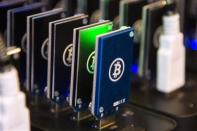 A chain of block erupters used for Bitcoin mining is pictured at the Plug and Play Tech Center in Sunnyvale, California October 28, 2013. REUTERS/Stephen Lam