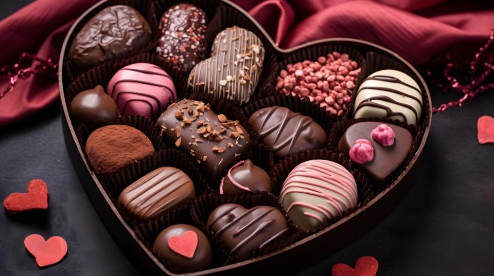 Chocolate contains tryptophan, a building block of serotonin, known to enhance pleasure and phenylethylamine, a stimulant related to amphetamine, which is released by the brain when people fall in love. Ziyan Yang – stock.adobe.com