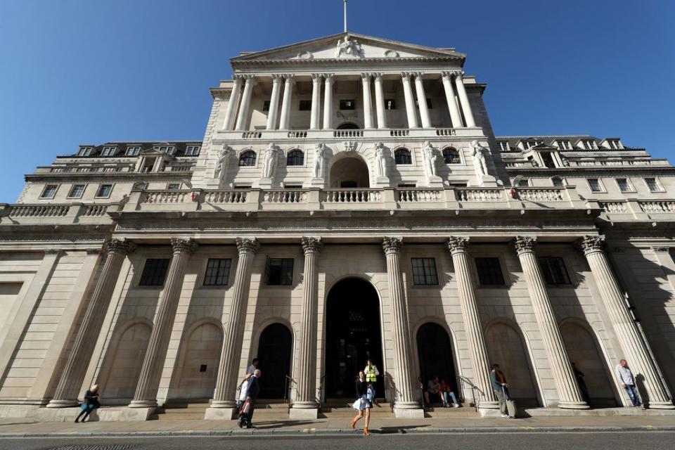 Interest rates are expected to be hiked once again on Thursday to their highest level for 13 years as the Bank of England battles to cool rocketing inflation (Yui Mok/PA) (PA Wire)