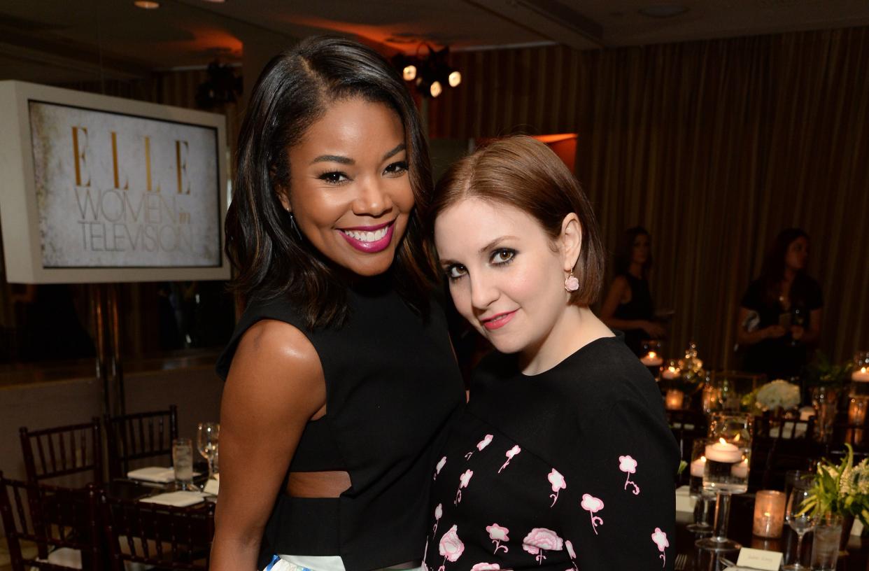 Gabrielle Union and Lena Dunham pose together at ELLE's Annual Women in Television Celebration in January.&nbsp; (Photo: Michael Kovac via Getty Images)