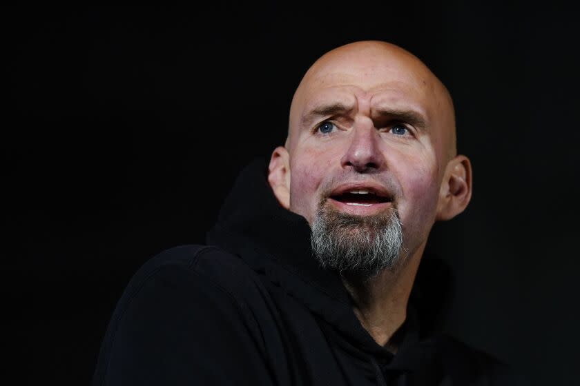 FILE - Pennsylvania Lt. Gov. John Fetterman, a Democratic candidate for U.S. Senate, speaks during a campaign event in York, Pa., Oct. 8, 2022. An NBC News correspondent who interviewed Fetterman said Wednesday, Oct. 12, 2022 that her reporting should not be seen as commentary on his fitness for office after he suffered a stroke. (AP Photo/Matt Rourke, file)