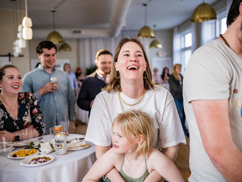 Hannah Sammons at the Eden Space launch party at Convolo in Sioux Falls on April 28. Eden Space is an "online mindfulness garden" for those going through pregnancy and postpartum depression.