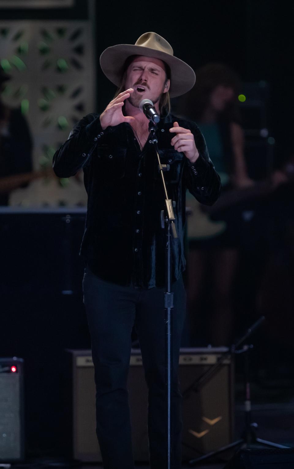 Lukas Nelson performs at the Grand Ole Opry House during a tribute concert for Leslie Jordan Sunday, Feb. 19, 2023.