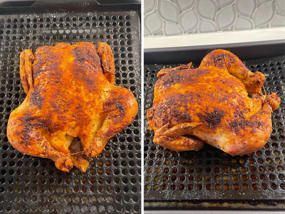 Photos of a cooked chicken.