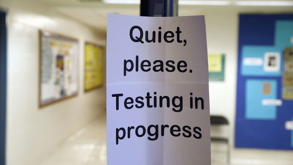 In this Jan. 17, 2016 file photo, a sign is seen at the entrance to a hall for a college test preparation class in Bethesda, Md. - Alex Brandon/AP