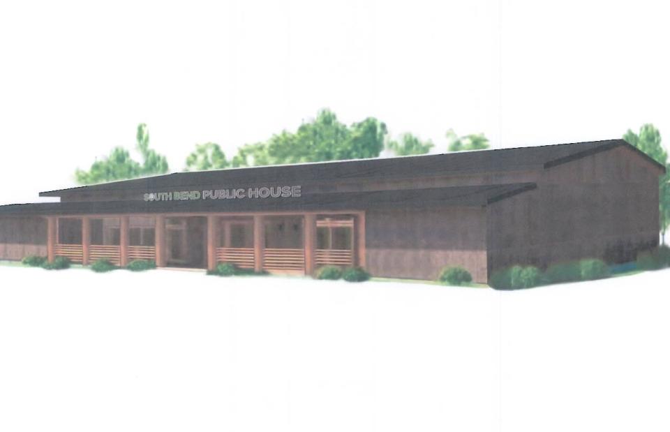 A rendering of plans for the new South Bend Public House restaurant, located on U.S. 20 near the bypass. Owner Mark Tarner anticipates to open the restaurant by Sept. 2022.