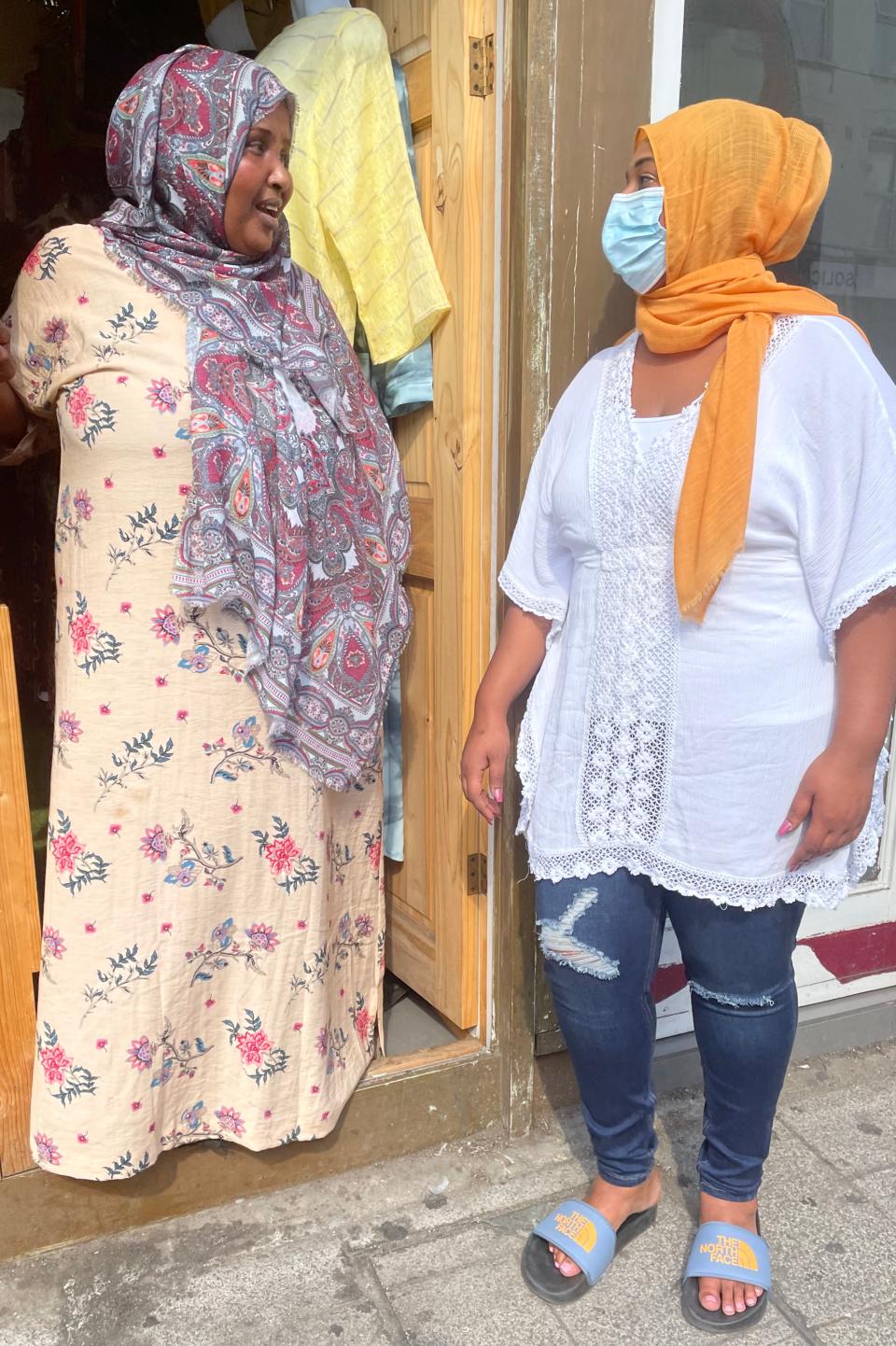 Nadia Mohammed, left, speaks to Ikran Abdullahi, director of the Brent Somali Community Centre (Evening Standard/Ghazal Abbasi)