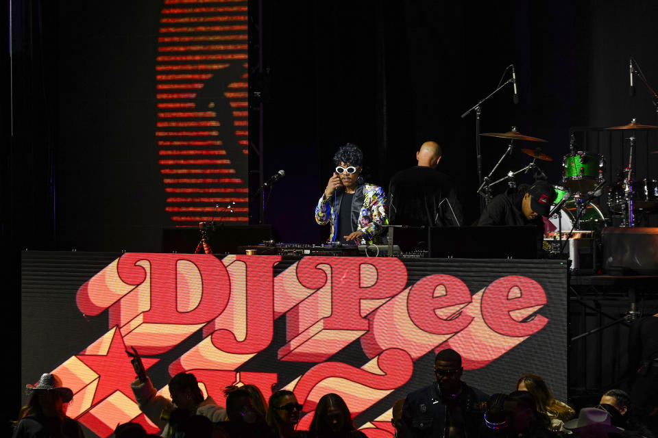 DJ Pee .Wee performs onstage during Neon Carnival