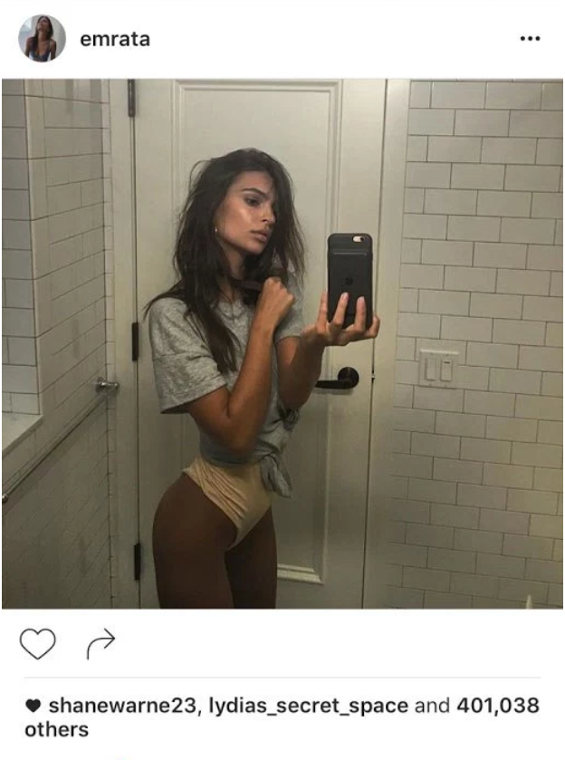 Shane drew a lot of attention for liking this pic in 2016. Source: Instagram/emrata