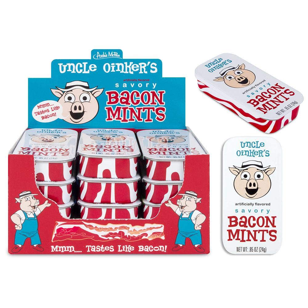 Credit: <a href="https://www.amazon.com/Bacon-Flavored-Mints-net-0-85/dp/B0017T0X9G?crid=PLEC73RTS64A&keywords=bacon+toothpaste&qid=1639690014&sprefix=bacon+toothpaste%2Caps%2C101&sr=8-16&linkCode=ll1&tag=intheknowsite-20&linkId=cfebf14ac77452285a6927bc67100001&language=en_US&ref_=as_li_ss_tl" rel="nofollow noopener" target="_blank" data-ylk="slk:Amazon;elm:context_link;itc:0;sec:content-canvas" class="link rapid-noclick-resp">Amazon</a>