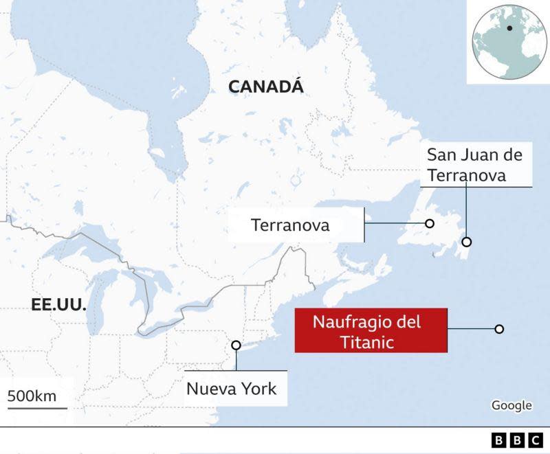 Mapa del naufragio del Titanic