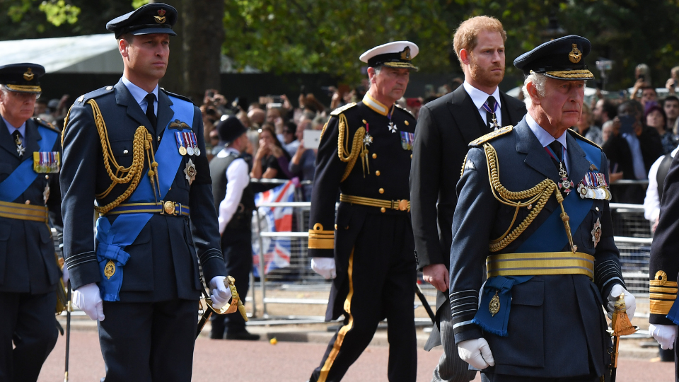 King Charles III, Prince William and Harry. Getty Images