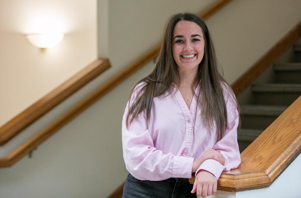 Morgan Taylor stands inside of Bennett Hall at Ohio University Chillicothe on May 18, 2023, in Chillicothe, Ohio.