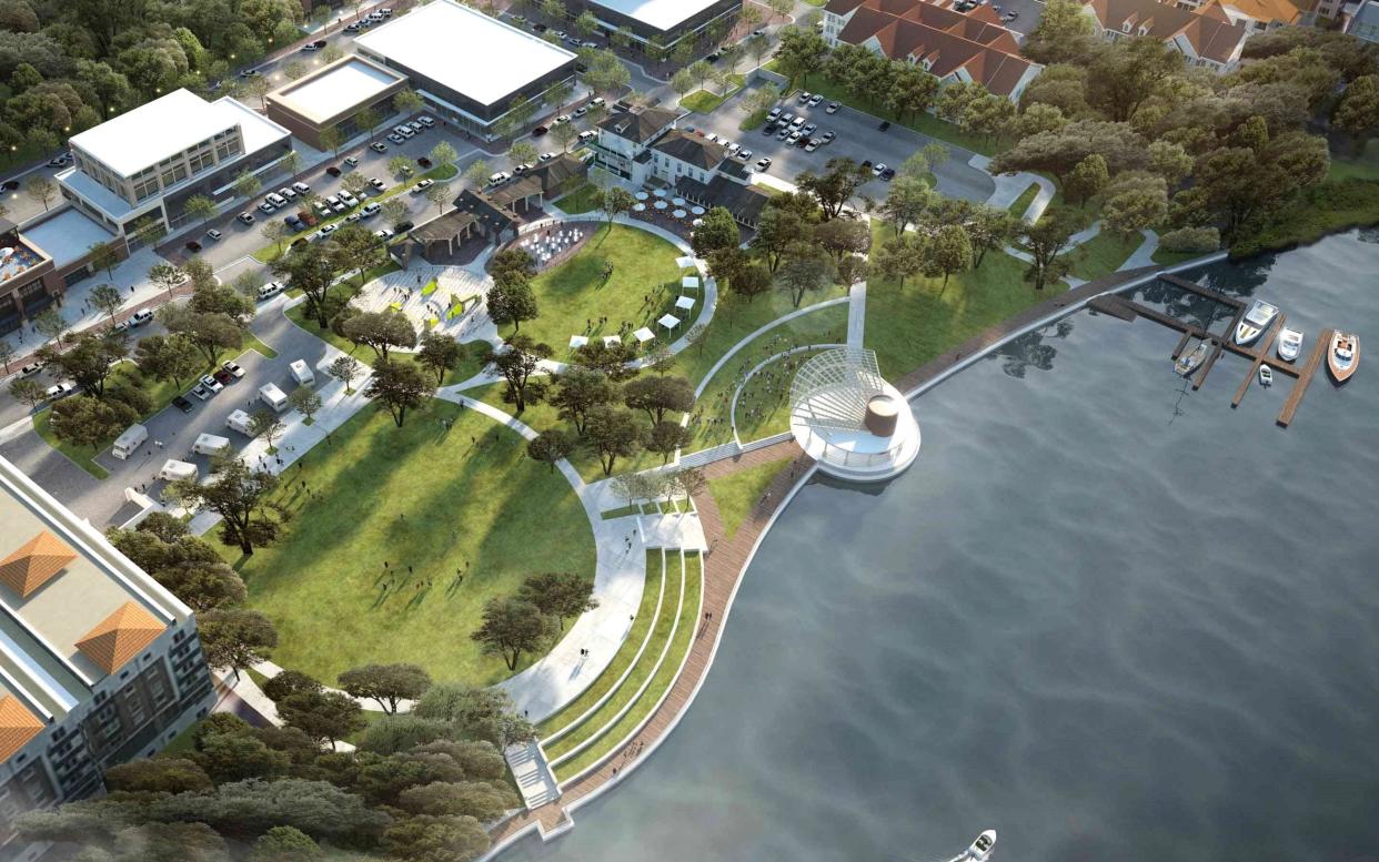 A rendering shows the bright future of The Landing park in Downtown Fort Walton Beach.