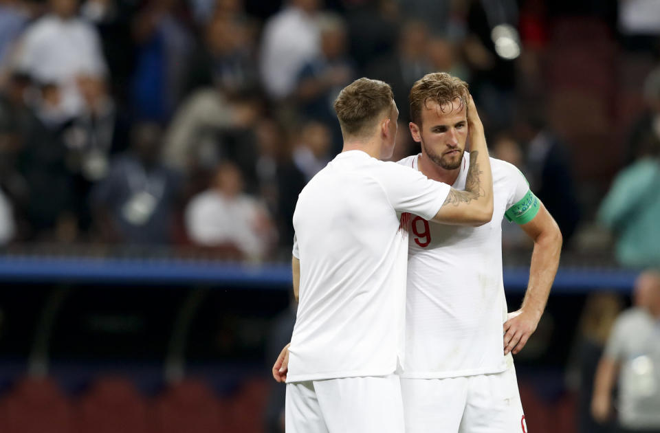 <p>Harry Kane and an injured Kieran Trippier relfect on a heartbreaking loss </p>