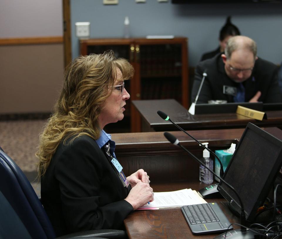 Corrections Secretary Kellie Wasko speaks to lawmakers on Feb. 21, 2024.