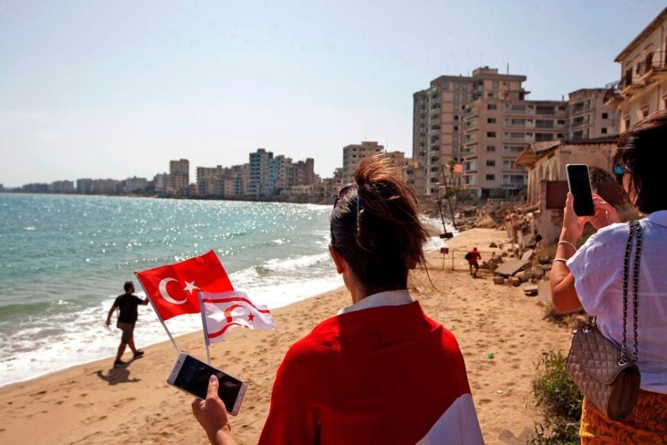 Varosha was reopened this week – and people from the surroundings areas were able to stroll along the beach - getty