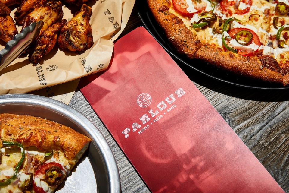 Parlour's pizza and wings.