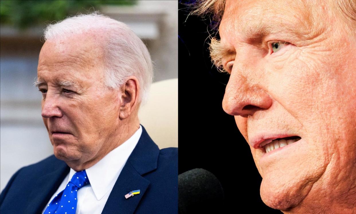 <span>‘Polling has consistently shown that more Americans think Biden is too old than think the same about Trump.’</span><span>Composite: UPI/Rex/Shutterstock, Reuters</span>
