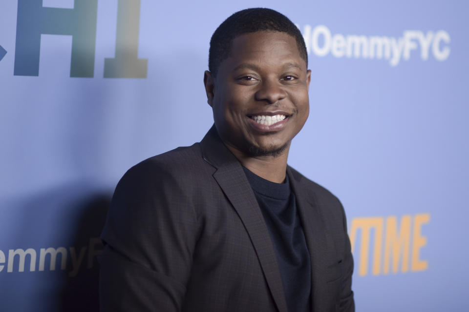 FILE - This April 10, 2019 file photo shows Jason Mitchell at "The Chi" FYC Event in Los Angeles. MTV is cutting Mitchell from contention at next month’s MTV Movie & TV Awards following reports of alleged misconduct by “The Chi” actor. In a statement Wednesday, May 29, MTV said Mitchell was removed as a nominee for best performance in a show in light of recent developments. The channel did not expand on the statement. (Photo by Richard Shotwell/Invision/AP, File)