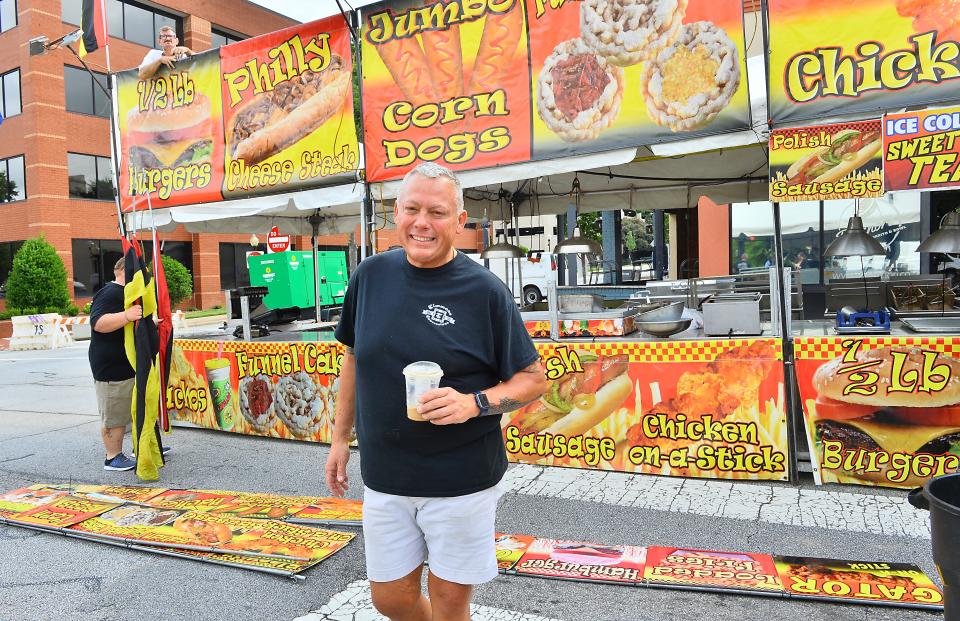The day started early for crews preparing downtown Spartanburg for the Marshall Tucker Band that will be the headliner to a day of music in Spartanburg on June 7, 2022. Eric Timmons of Timmons Concessions talks about preparing food for guests.
