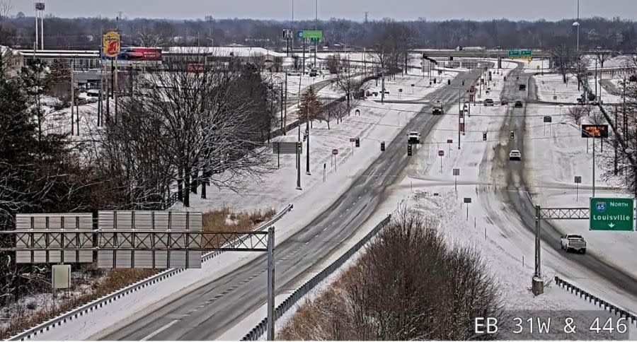 Snow on Louisville Road at Corvette Drive in Warren County, KY (Courtesy: Warren County Emergency Management)