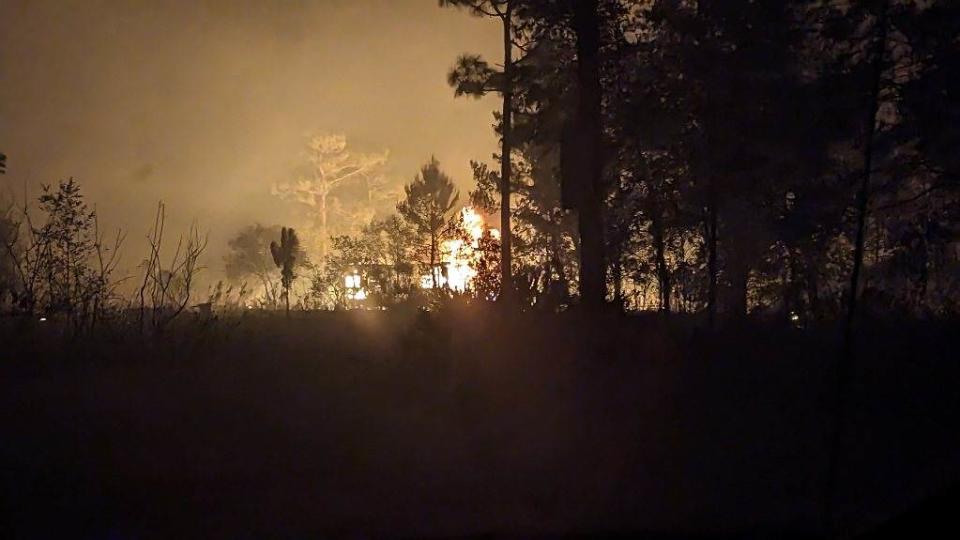 The Florida Forestry Service posted this photo to Twitter showing part of a 1,000-acre brush fire in southeast Polk this week.