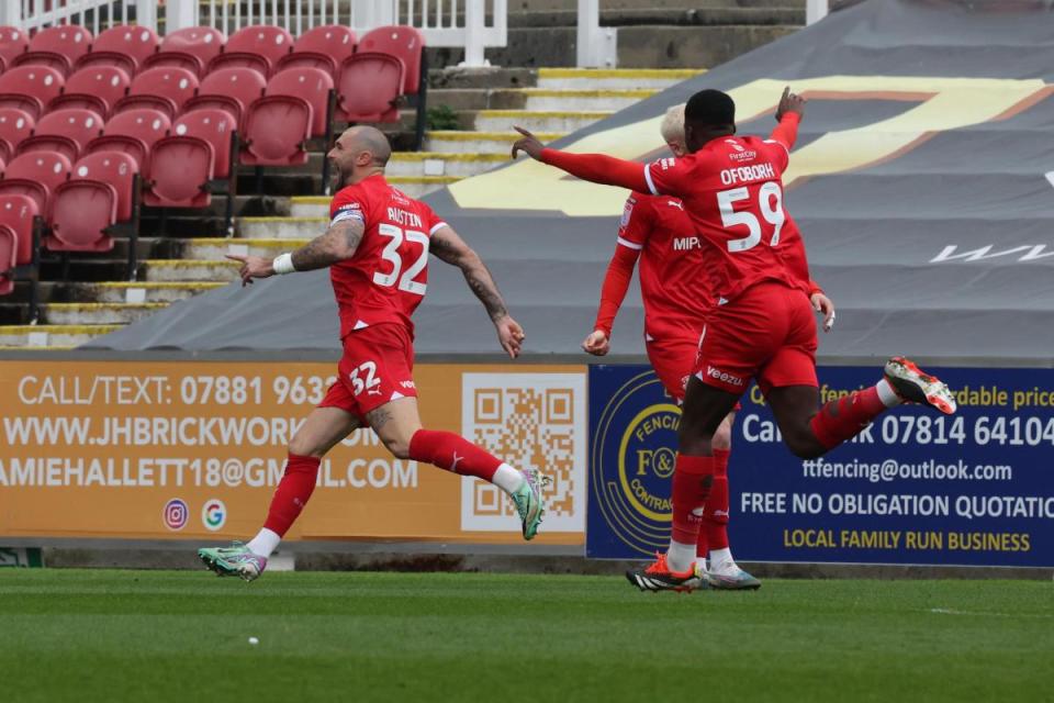 Austin celebrates his first of the afternoon <i>(Image: Andy Crook)</i>