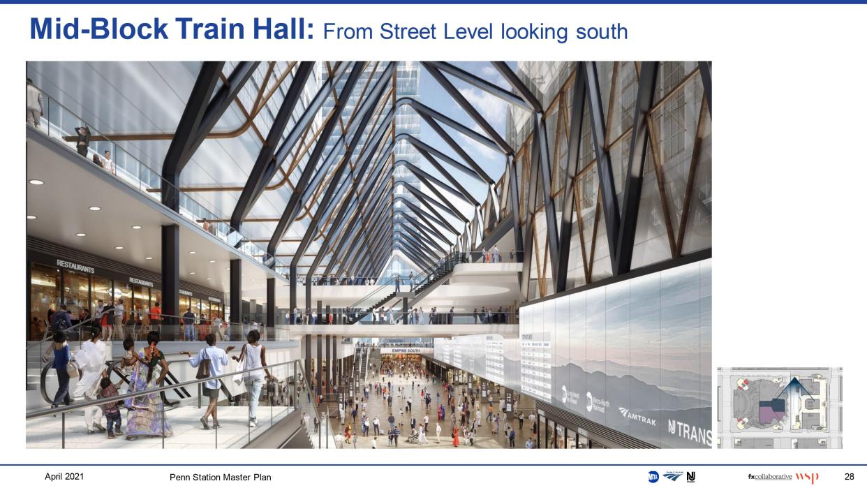 A rendering for a new train hall in Penn Station.